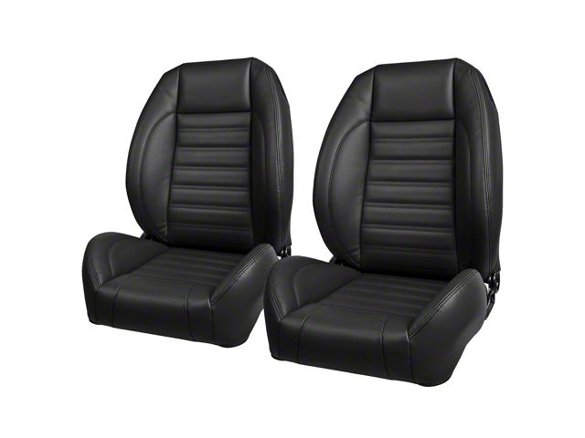 TMI Pro-Series Universal Sport Low Back Seats; Black Madrid Vinyl with Black Stitching (Universal; Some Adaptation May Be Required)