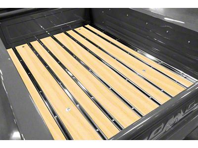 Bed-in-a-Box Floor Kit; Pre-Drilled; Ash Wood; Polished Angle Strips; Polished Stainless Hidden Fastener Bed Strips (1937 Chevrolet Truck Stepside w/ Short Bed)