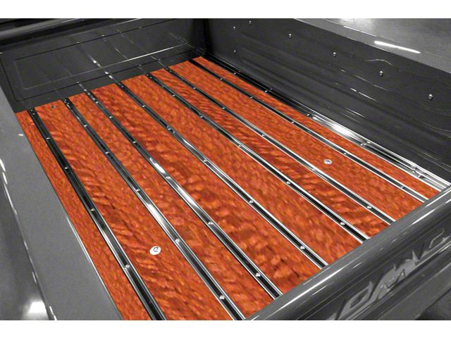 Bed-in-a-Box Floor Kit; Pre-Drilled; Leopard Wood; Polished Angle Strips; Polished Stainless Hidden Fastener Bed Strips (42-45 Chevrolet Truck Stepside w/ Short Bed)