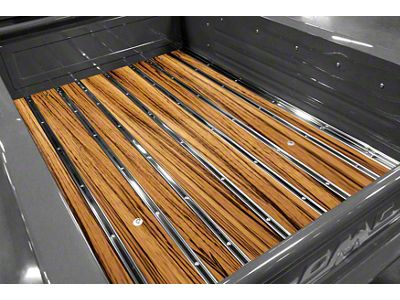 Bed-in-a-Box Floor Kit; Pre-Drilled; Zebra Wood; Mild Steel Angle Strips; Mild Steel Hidden Fastener Bed Strips (42-45 Chevrolet Truck Stepside w/ Short Bed)