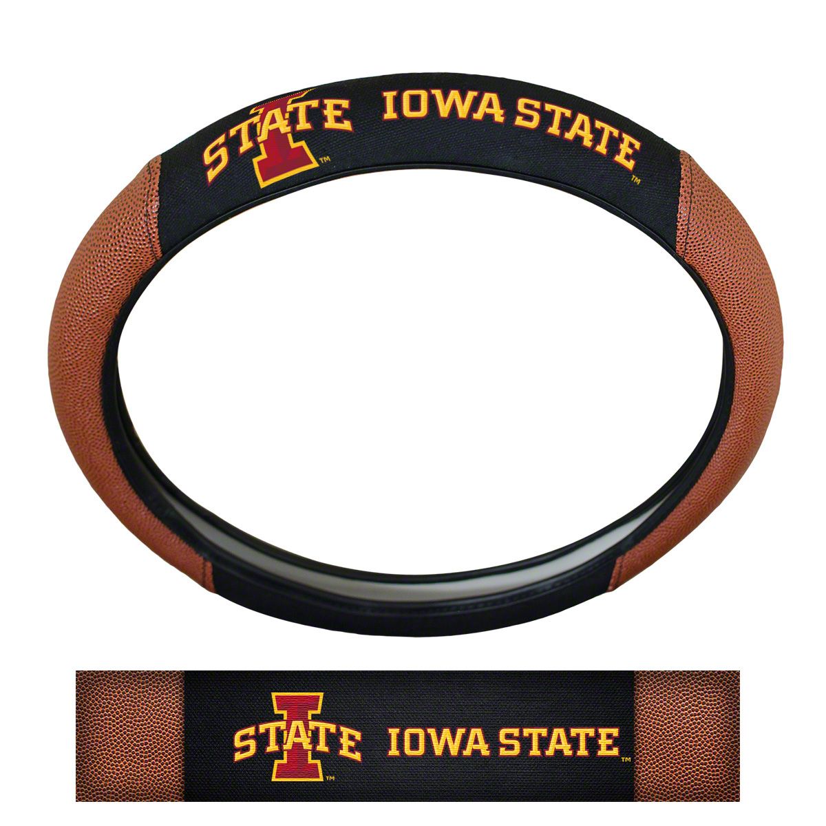 Ecklers Grip Steering Wheel Cover with Iowa State University Logo; Tan