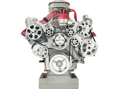 Tru Trac Serpentine System with Polished Finish, Big Block Ford FE V8 with Power Steering and A/C