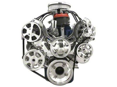 Tru Trac Serpentine System with Polished Finish, Small Block Ford V8 with Power Steering and A/C