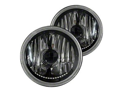 Truck - 5 3/4 Inch Round Elite Diamond No Halo Black Illusion Turn Signal Headlights with Clear Halogen Bulbs