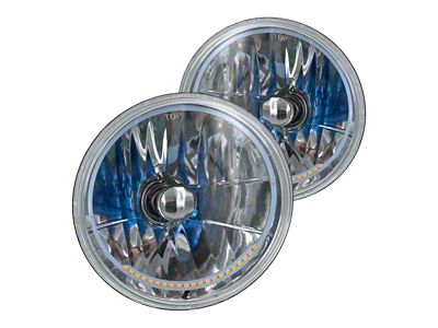 Truck - 7 Inch Round Elite Diamond Headlights No Halo Turn Signal with a Blue Halogen Bulbs