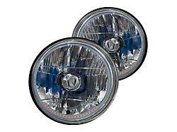 Redline Lumtronix 7-Inch Round White Diamond Turn Signal Headlights with Blue Halogen Bulbs; Chrome Housing; Clear Lens