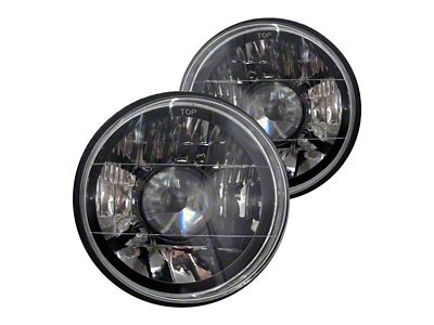 Truck - 7 Inch Round White Diamond Projector No Halo Black Illusion Headlights with a Clear Halogen Bulb