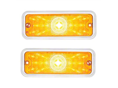 LED Front Parking Lights with Stainless Steel Trim; Amber (73-80 C10, C15, K10, K15, K20)