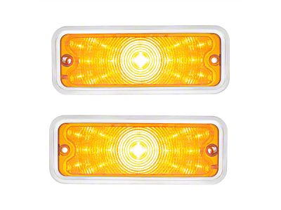 LED Front Parking Lights with Stainless Steel Trim; Amber (73-80 C10, C15, K10, K15, K20)