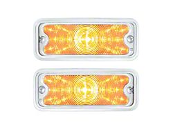 LED Front Parking Lights with Stainless Steel Trim; Clear (73-80 C10, C15, K10, K15, K20)
