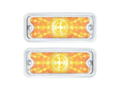 LED Front Parking Lights with Stainless Steel Trim; Clear (73-80 C10, C15, K10, K15, K20)