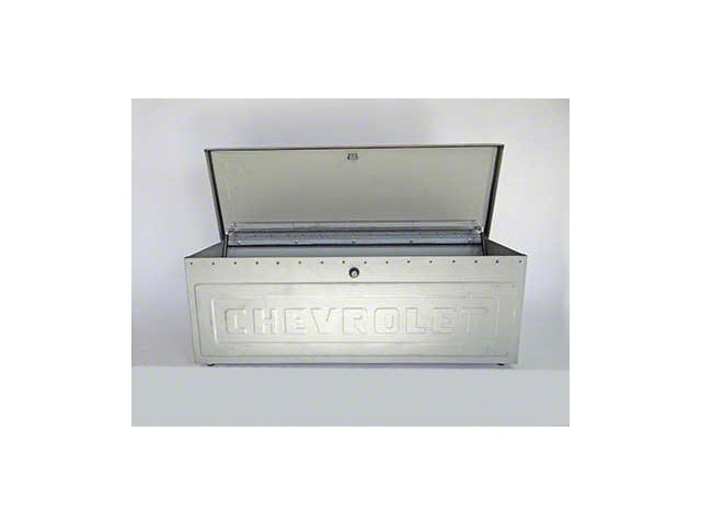 Truck Tool Box; Embossed Chevrolet Script with Race Track (54-87 C10 Stepside, C15 Stepside, C20 Stepside, Chevrolet/GMC Truck Stepside, K10 Stepside, K15 Stepside, K20 Stepside)
