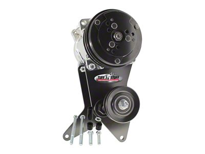 Tuff Stuff Performance A/C Compressor Bracket for Sanden SD508; BBC with Long Water Pump; Black (Universal; Some Adaptation May Be Required)