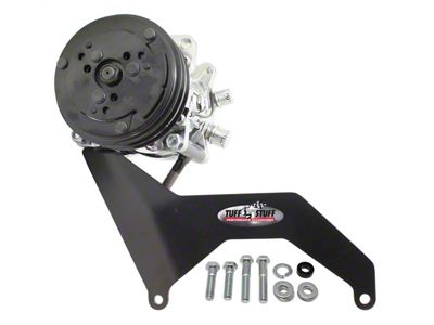 Tuff Stuff Performance A/C Compressor Bracket for Sanden SD508; SBC with Short Water Pump; Black (Universal; Some Adaptation May Be Required)