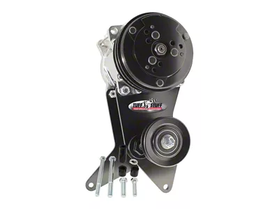 Tuff Stuff Performance A/C Compressor Bracket for Sanden SD508; BBC with Long Water Pump; Black (Universal; Some Adaptation May Be Required)