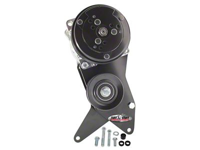 Tuff Stuff Performance A/C Compressor Bracket for Sanden SD508; BBC with Short Water Pump; Black (Universal; Some Adaptation May Be Required)