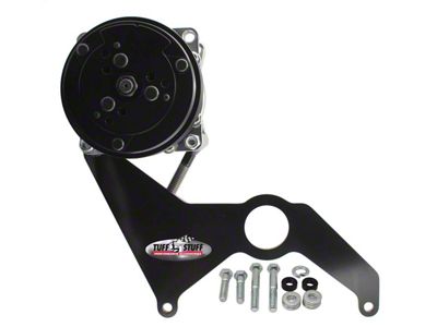 Tuff Stuff Performance A/C Compressor Bracket for Sanden SD508; SBC with Long Water Pump; Black (Universal; Some Adaptation May Be Required)