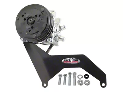Tuff Stuff Performance A/C Compressor Bracket for Sanden SD508; SBC with Short Water Pump; Black (Universal; Some Adaptation May Be Required)