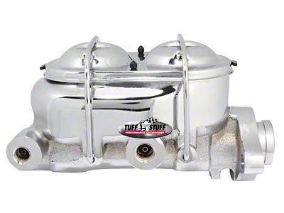 Tuff Stuff Performance Dual Reservoir Master Cylinder with 1-Inch Bore; 9/16 and 1/2-Inch Ports; Chrome (Universal; Some Adaptation May Be Required)