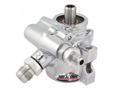 Tuff Stuff Performance GM Type II Power Steering Pump with AN Fittings and Threaded Mounting; Polished (Universal; Some Adaptation May Be Required)