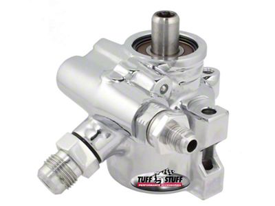 Tuff Stuff Performance GM Type II Power Steering Pump with AN Fittings and Through Hole Mounting; Polished (Universal; Some Adaptation May Be Required)