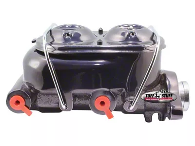 Tuff Stuff Performance Universal Dual Reservoir Master Cylinder with 1-Inch Bore; Dual 3/8-Inch Ports; Shallow Hole; Black Chrome (Universal; Some Adaptation May Be Required)