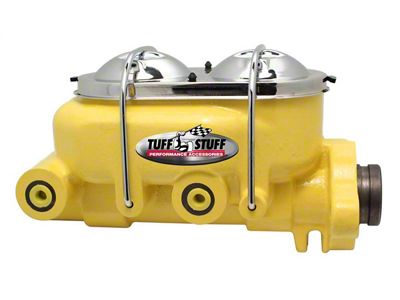 Tuff Stuff Performance Universal Dual Reservoir Master Cylinder with 1-Inch Bore; Dual 3/8-Inch Ports; Shallow Hole; Yellow (Universal; Some Adaptation May Be Required)