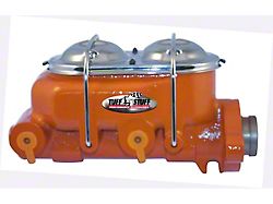 Tuff Stuff Performance Universal Dual Reservoir Master Cylinder with 1-Inch Bore; Dual 3/8-Inch Ports; Shallow Hole; Orange (Universal; Some Adaptation May Be Required)