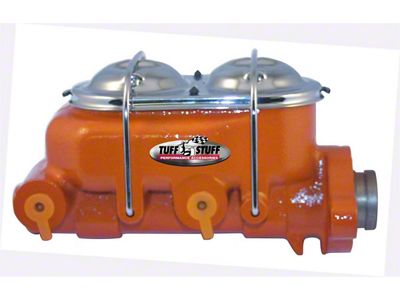 Tuff Stuff Performance Universal Dual Reservoir Master Cylinder with 1-Inch Bore; Dual 3/8-Inch Ports; Shallow Hole; Orange (Universal; Some Adaptation May Be Required)