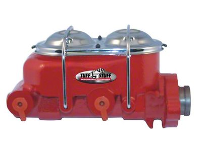 Tuff Stuff Performance Universal Dual Reservoir Master Cylinder with 1-Inch Bore; Dual 3/8-Inch Ports; Shallow Hole; Red (Universal; Some Adaptation May Be Required)