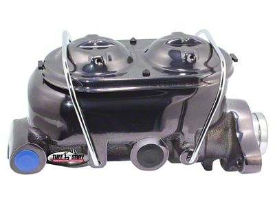 Tuff Stuff Performance Universal Dual Reservoir Master Cylinder with 1-Inch Bore; 9/16 and 1/2-Inch Ports; Deep Hole; Black Chrome (Universal; Some Adaptation May Be Required)