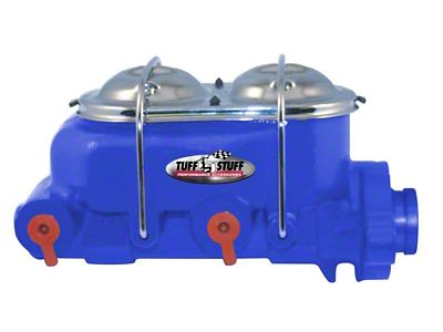 Tuff Stuff Performance Universal Dual Reservoir Master Cylinder with 1-Inch Bore; Dual 3/8-Inch Ports; Shallow Hole; Blue (Universal; Some Adaptation May Be Required)
