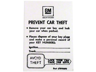 1969-1976 Corvette Key Envelope