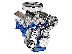 289-302 Small Black Ford Pulley Kit with Alternator and A/C Pulleys for Short Water Pump; Polished