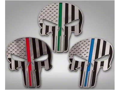 American Pride Patriot Skull Emblem; Thin Blue Line; Polished (Universal; Some Adaptation May Be Required)