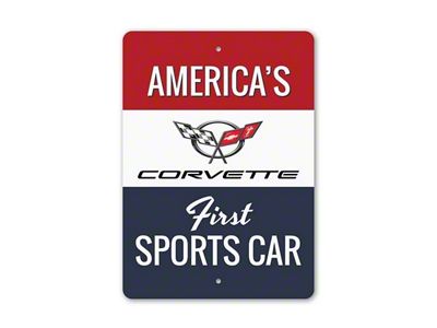 Americas First Sports Car Sign; 12x18-Inch