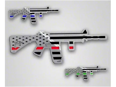 AR15 Gun with Laser Cut Flag Motif Gun Safe Emblem; Thin Green Line; Polished; 20-Inch (Universal; Some Adaptation May Be Required)