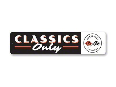 Classics Only Corvette Sign; 4x18-Inch