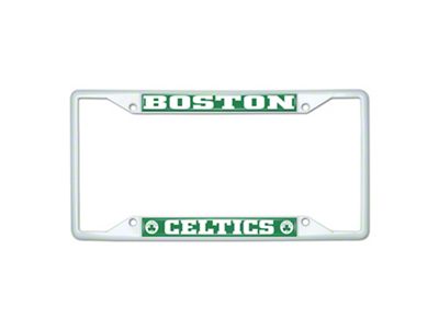 License Plate Frame with Boston Celtics; White (Universal; Some Adaptation May Be Required)