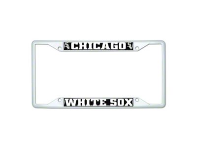 License Plate Frame with Chicago White Sox; White (Universal; Some Adaptation May Be Required)