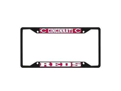 License Plate Frame with Cincinnati Reds Logo; Black and Red (Universal; Some Adaptation May Be Required)