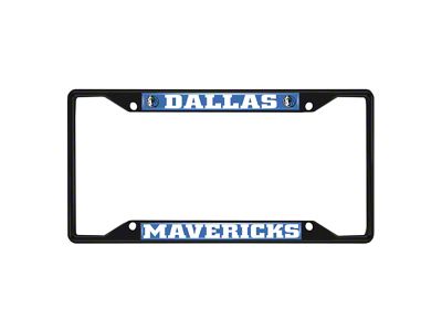 License Plate Frame with Dallas Mavericks Logo; Black and Chrome (Universal; Some Adaptation May Be Required)
