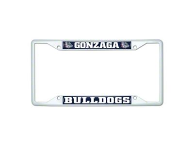 License Plate Frame with Gonzaga; White (Universal; Some Adaptation May Be Required)