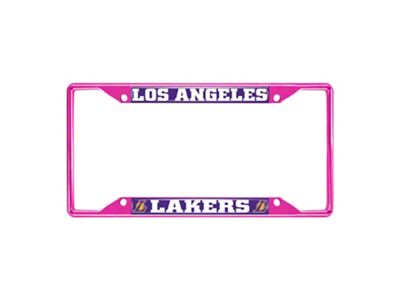 License Plate Frame with Los Angeles Lakers; Pink (Universal; Some Adaptation May Be Required)