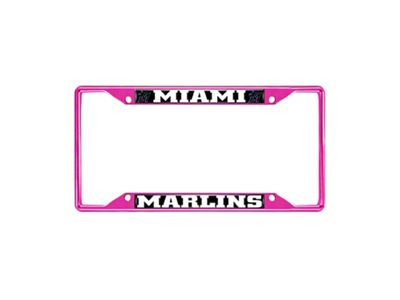 License Plate Frame with Miami Marlins; Pink (Universal; Some Adaptation May Be Required)
