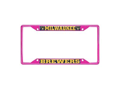 License Plate Frame with Milwaukee Brewers; Pink (Universal; Some Adaptation May Be Required)