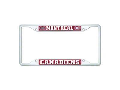 License Plate Frame with Montreal Canadiens; White (Universal; Some Adaptation May Be Required)