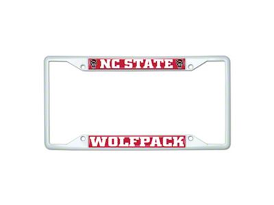 License Plate Frame with NC State; White (Universal; Some Adaptation May Be Required)