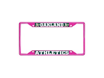 License Plate Frame with Oakland Athletics; Pink (Universal; Some Adaptation May Be Required)