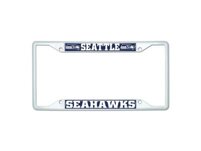 License Plate Frame with Seattle Seahawks; White (Universal; Some Adaptation May Be Required)